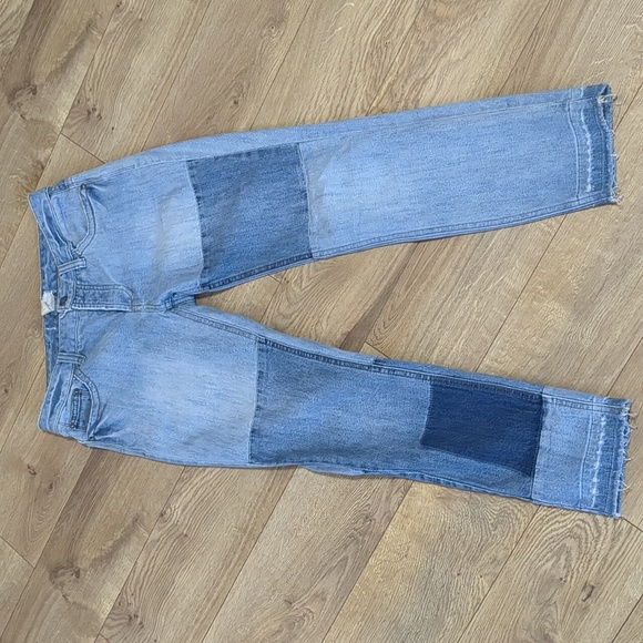 FREE PEOPLE Jax Patchwork Raw Hem 4-Button Fly Skinny Jeans Size 28 - Picture 4 of 9